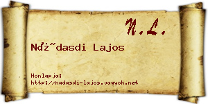 Nádasdi Lajos névjegykártya